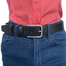 Leather Belt Black Of 3.5 cm Wide - Women's Belt Or Men's Belt