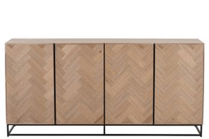 J-Line dressoir 4 Deuren Zigzag - hout/metaal - naturel/zwart