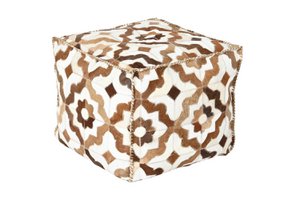 POLYESTER LEREN POEF 45X45X40 BRUIN RHOMBOS MB200882