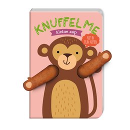 A cute and cuddly children's book featuring a lovable monkey character. The book has a soft, plush monkey attached to the cover, perfect for little hands to hug and play with.