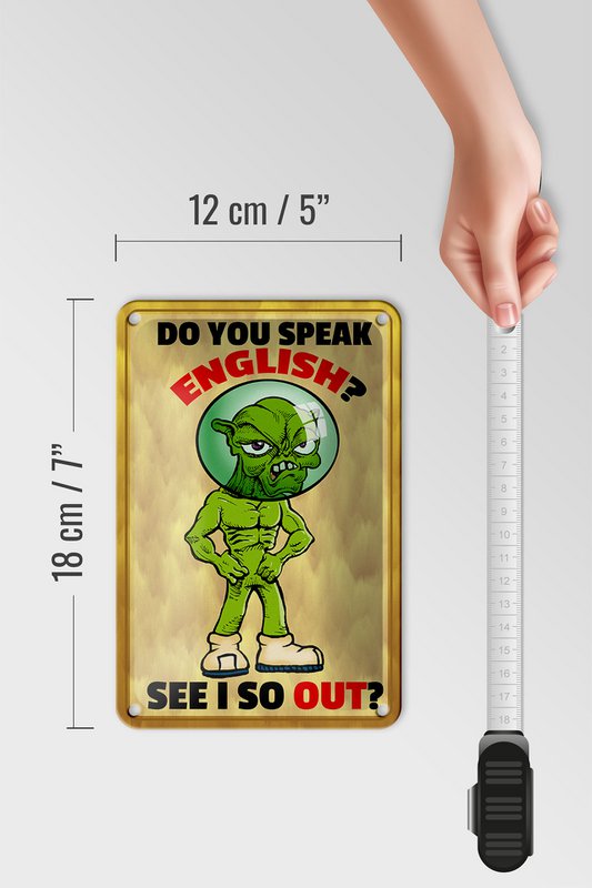Blechschild Spruch 12x18cm Do you speak english See i so out Schild