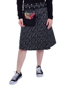 Sunsa women's skirt, knee-length summer skirt, wrap-around skirt, reversible skirt, 2 in 1, adjustable size