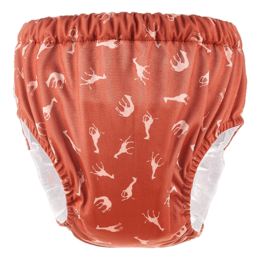 Training pants with a Savanna print pattern. Soft, comfortable, and absorbent material suitable for babies and toddlers.