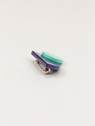 Broche laquée satellite vert menthe et violet en corne blonde