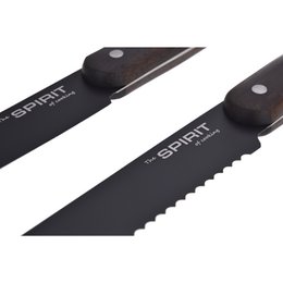 SOSL Bloc de 5 couteaux de cuisines, Set Acier Inoxydable, Titane, avec Bloc en Bois d'Acacia, Couteaux de Chef, Pain,Viande, Poisson, Lame Noire