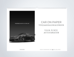 Car birthday calendar featuring a sleek sports car design. Includes monthly calendar pages with space for notes. Suitable for car enthusiasts and those celebrating birthdays.