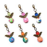 Guardian angel "Flora" keychain, 6-series set, bronze color
