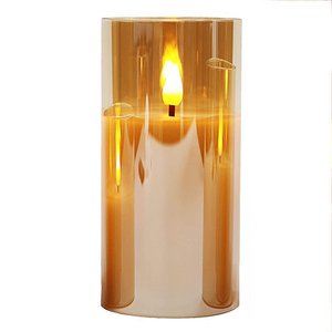 LED-Kerze aus Goldglas 17 cm