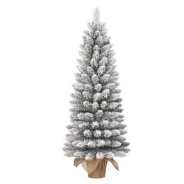  Tall, slender artificial Christmas tree with snow-covered green plastic branches, perfect for holiday decor.