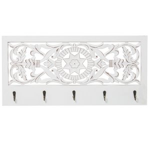 OFFENE GARDEROBE AUS HOLZ MIT 5 METALLHAKEN 60X29X10CM, HOLZ: DM LL70093