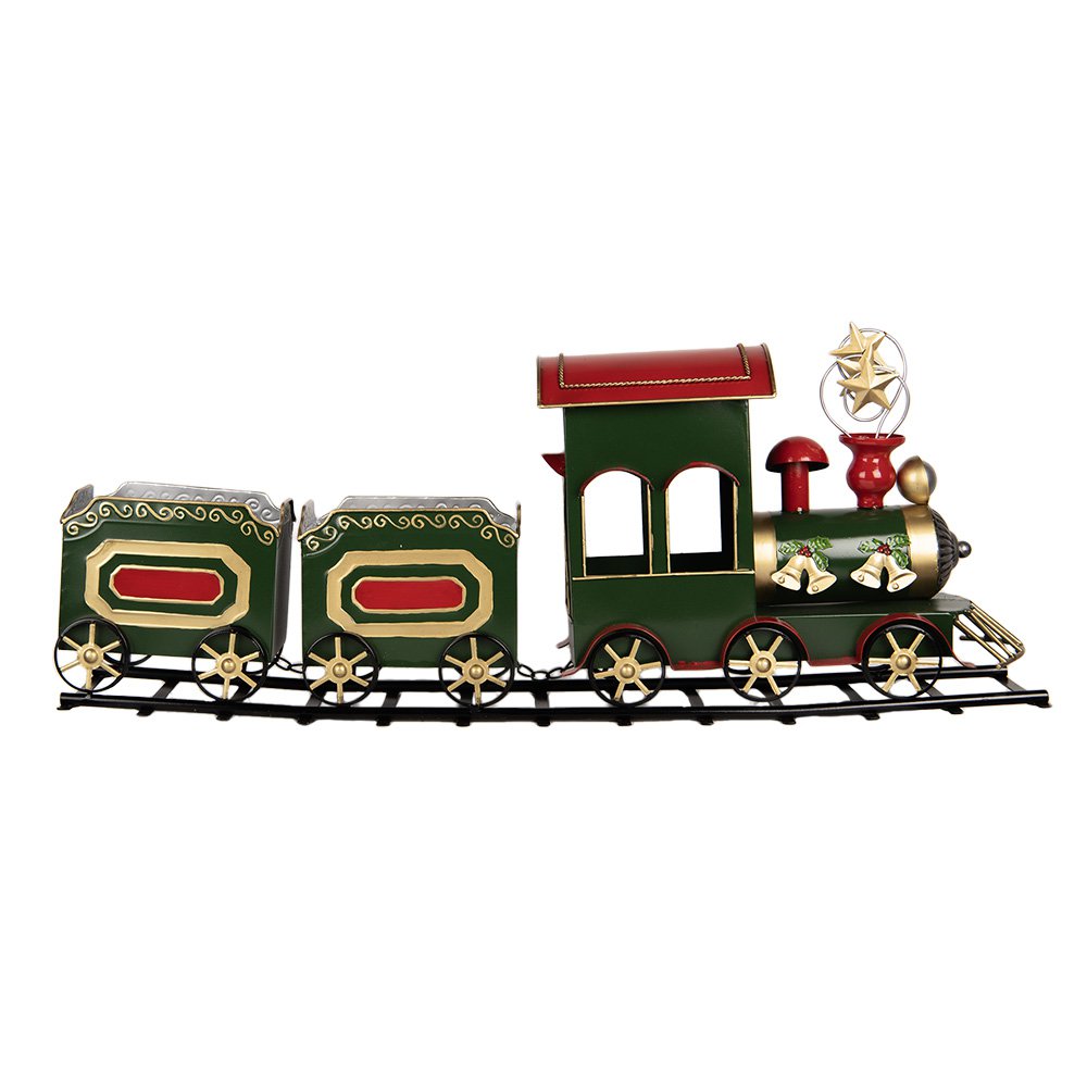 Kerstdecoratie Beeld Trein 77x15x31 cm Groen Metaal