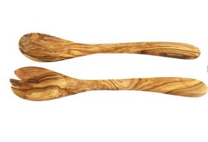 5er Set Salatbesteck aus Olivenholz 30 cm
