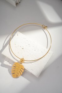 Goldene Stangen Halskette Golden Jonk Edelstahlblatt