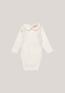 Bodystocking mit rundem Kragen - hellrosa Paspelierung