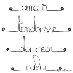 Lot of small wire messages - BIRTH: Hug, Sweetness, Tenderness, Love