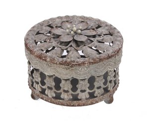 Doosje Bloem grijs rond