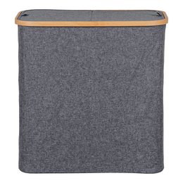 Noto Laundry Basket - Dark Grey, Bamboo/Textile, 54x33x54 cm