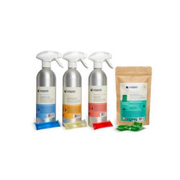 Premium Starter Pack S, a set of all-purpose cleaning products including 3 spray bottles and a cleaning powder. The set includes cleaning solutions for different surfaces and purposes.