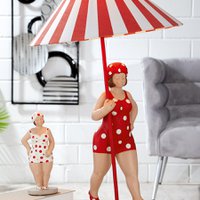 Poly lamp "Becky" rood/wit