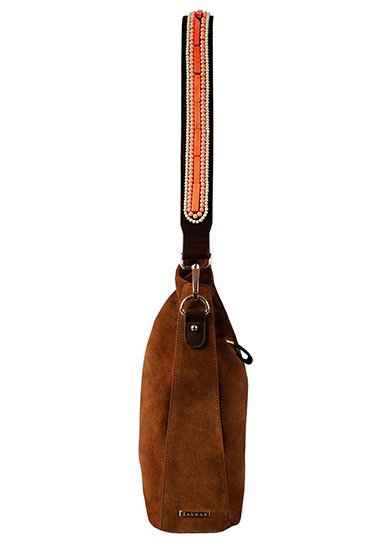 BOHO IBIZA BAG - Tracolla Coral Ivory (70cm) + Borsa Suede (Cognac)
