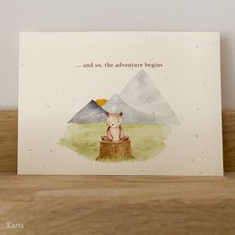 Greeting card - little bear in mountains