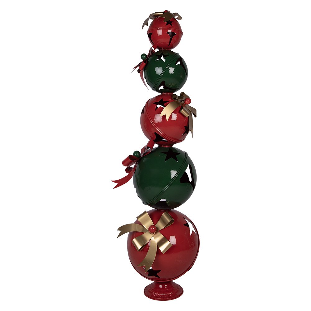 Kerstdecoratie Beeld Kerstbal 53x44x137 cm Rood Groen Metaal