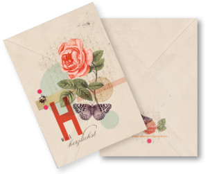 Wenskaart (vouwkaart met envelop) “Bloementuin”