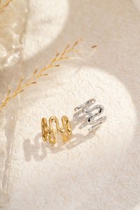 Earcuff Goldohrring Wellenmuster Edelstahl trendy