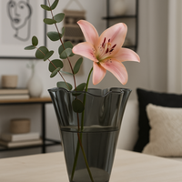 Vase glass wavy smoke gray table vase glass vase 21 x 21 x 30 cm