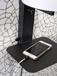 Wandlamp Florence plank+usb+kap 1815 zwart