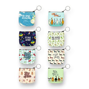 Neuartiger Münzgeldbörsen-Schlüsselanhänger – Slogan-Druck, 8 Designs