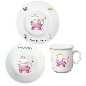 Children's service 3 pieces. Pig with or without your desired name