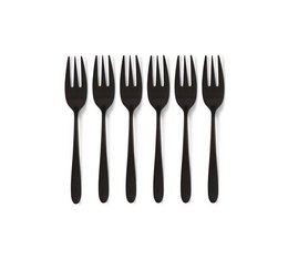 Set of 6 matte black cake forks made of stainless steel. Ideal for serving desserts and cakes.