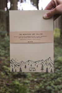 Graspapier Notizblock Camper in den Bergen