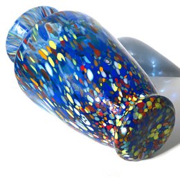 Vaso in Vetro Soffiato stile "CLASSIC" Lavorato a Mano con Murrine di Murano, linea “I Colori di Murano” h. 30 cm. Made in Italy