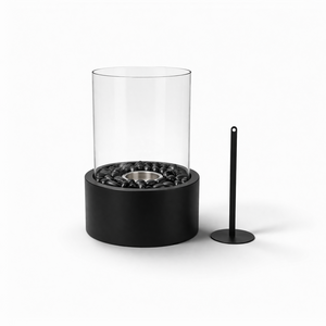 Tafelhaard - Rond - Metaal/Glas - Zwart - 21x21x28 cm