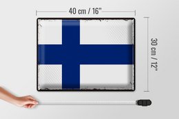 Tin Sign Flag Finland 40x30cm Retro Flag of Finland