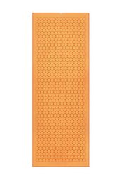 Orange yoga towel with textured grip surface for yoga practice.