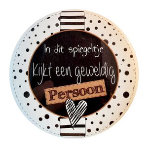 Spiegel 75mm mit Text ''In diesem Spiegel sieht ein toller Mensch aus.