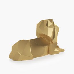 Dekorativ guld løve, polyresin origami statuette, Majestuous