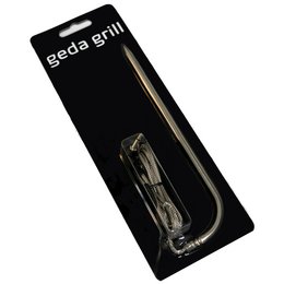 A stainless steel core temperature probe for barbecue grills, designed to accurately measure internal food temperatures.