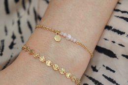 Kunzite, Moonstone & Butterflies Armbånd - Guld
