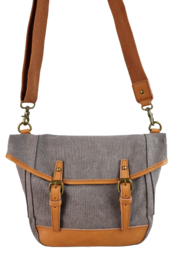 A stylish shoulder bag in a vibrant coral color, featuring a classic design with two front buckle closures and an adjustable leather strap for comfortable carrying.