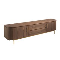 TV cabinet in walnut wood and gold steel 3227