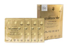  Gold hand-shaped face mask with star pattern, part of the VIP The Gold Mask™ Hand 3+1 set. Designed for facial care and skin rejuvenation.