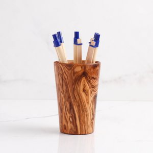 Handmade Olive Wood Pencil Holder - A natural and practical desk accessory for everyday organization