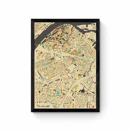  Dordrecht - Mosaic City Map Map Poster, a detailed map poster featuring the city of Dordrecht, Netherlands. The poster showcases the city's intricate mosaic-like layout and design, providing a visually striking representation of the urban landscape.