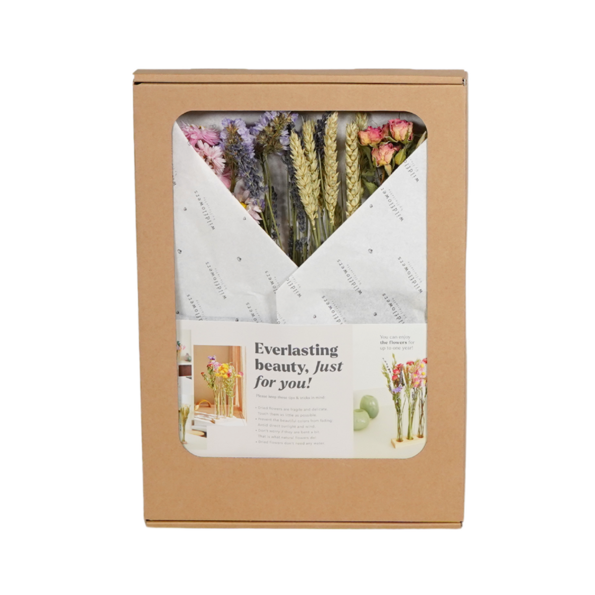 Giftbox - Dried Flowers in Letterbox - With Vases - Pink