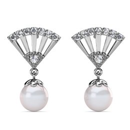 Ingride Pearl Earrings - Silver and Crystal