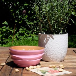 Træskål - frugtskål - salatskål - Model Twist - pink